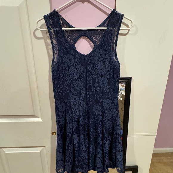 Navy Blue Patterned Dress - Picture 2 of 2
